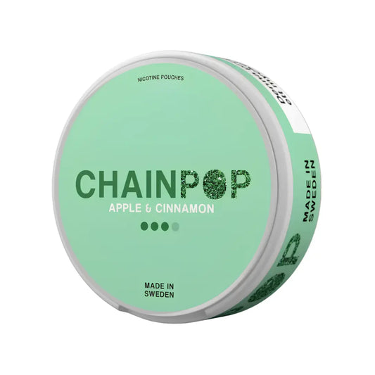 Chainpop Apple Cinnamon Snus pouch from Killa Snus, featuring apple cinnamon flavor in a sleek pouch for discreet use.