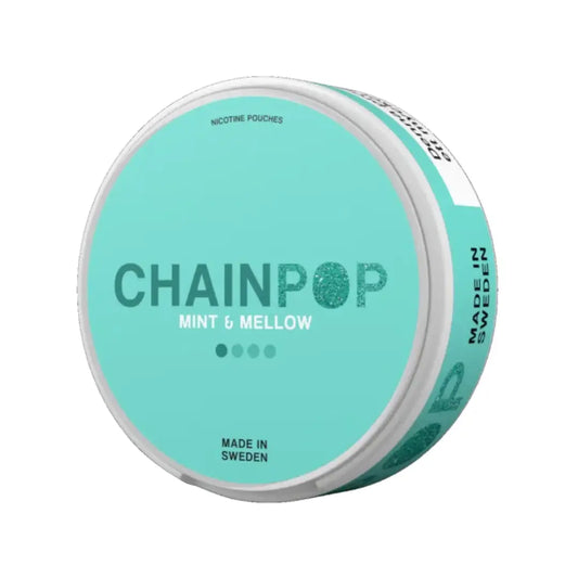 Chainpop Mint and Mellow Snus pouch from Killa Snus, featuring fresh mint flavor and vibrant packaging.