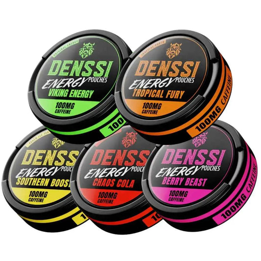 Denssi Energy Mixpack by Killa Snus featuring a variety of smokeless tobacco pouches in a colorful package.