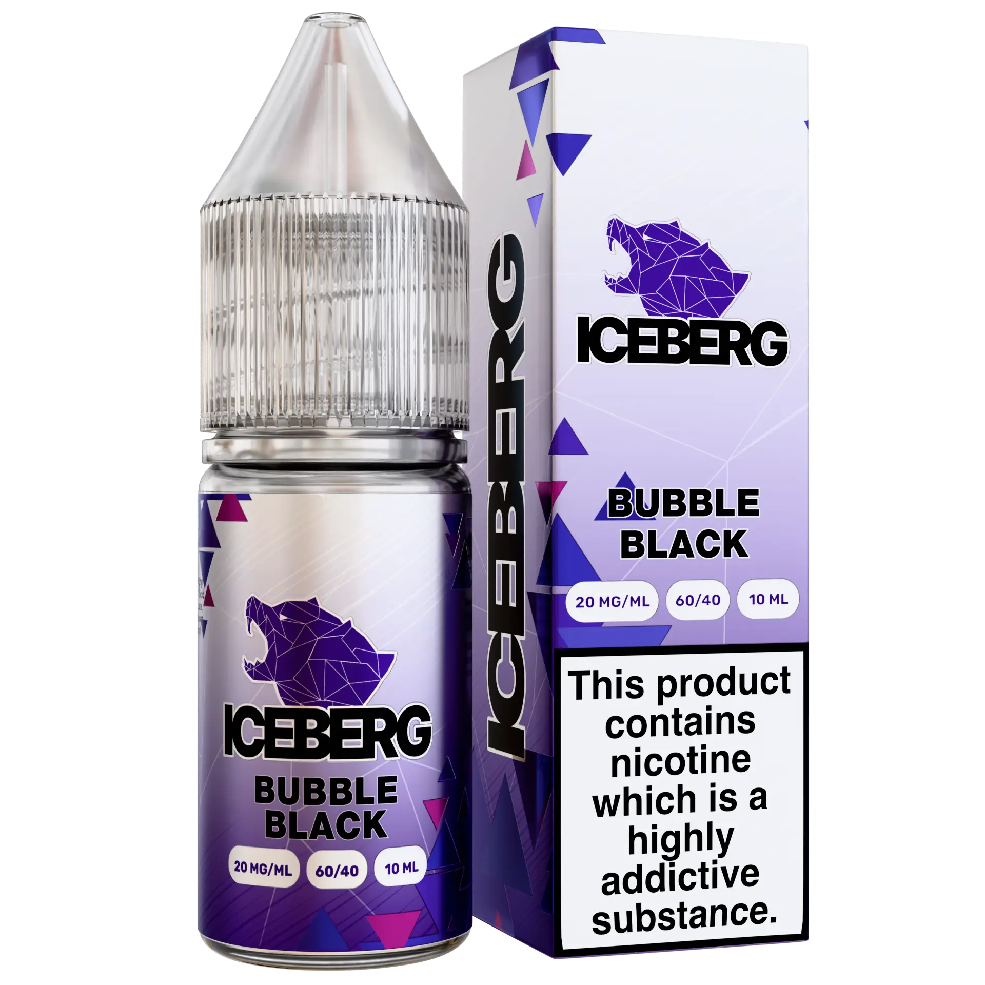 Black liquid bubble gum flavor from Killa Snus Iceberg Bubble Black, shown in a clear container with a dark liquid appearance.