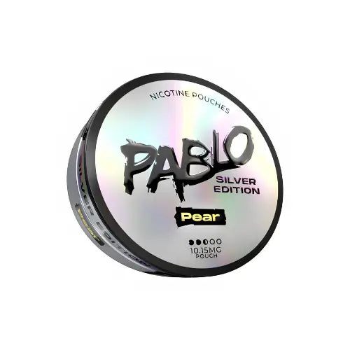 Pablo Silver Edition Pear snus can with silver packaging from Killa Snus, designed for fast shipping and European quality.