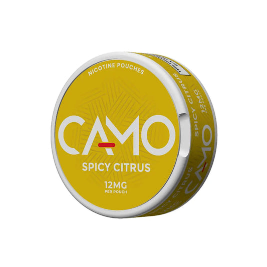 Camouflage pattern product featuring spicy citrus scent from Europesnus.com, with detailed camouflage fabric and citrus-themed design.