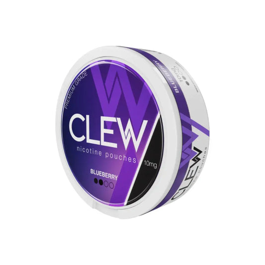 Blueberry-flavored CBD vape cartridge labeled Clew 10mg from Europesnus.com, featuring a sleek design and blue-themed packaging.