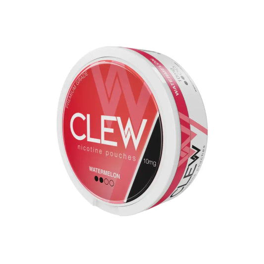 Clew Watermelon 10mg CBD gummies featuring watermelon flavor and clear packaging, designed for easy consumption and enjoyment.