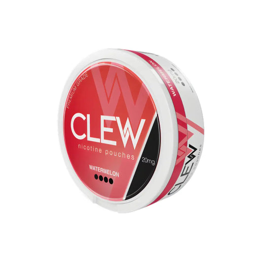 Clew Watermelon 20mg CBD vape cartridge with watermelon flavor and sleek design, displayed in a clear image.