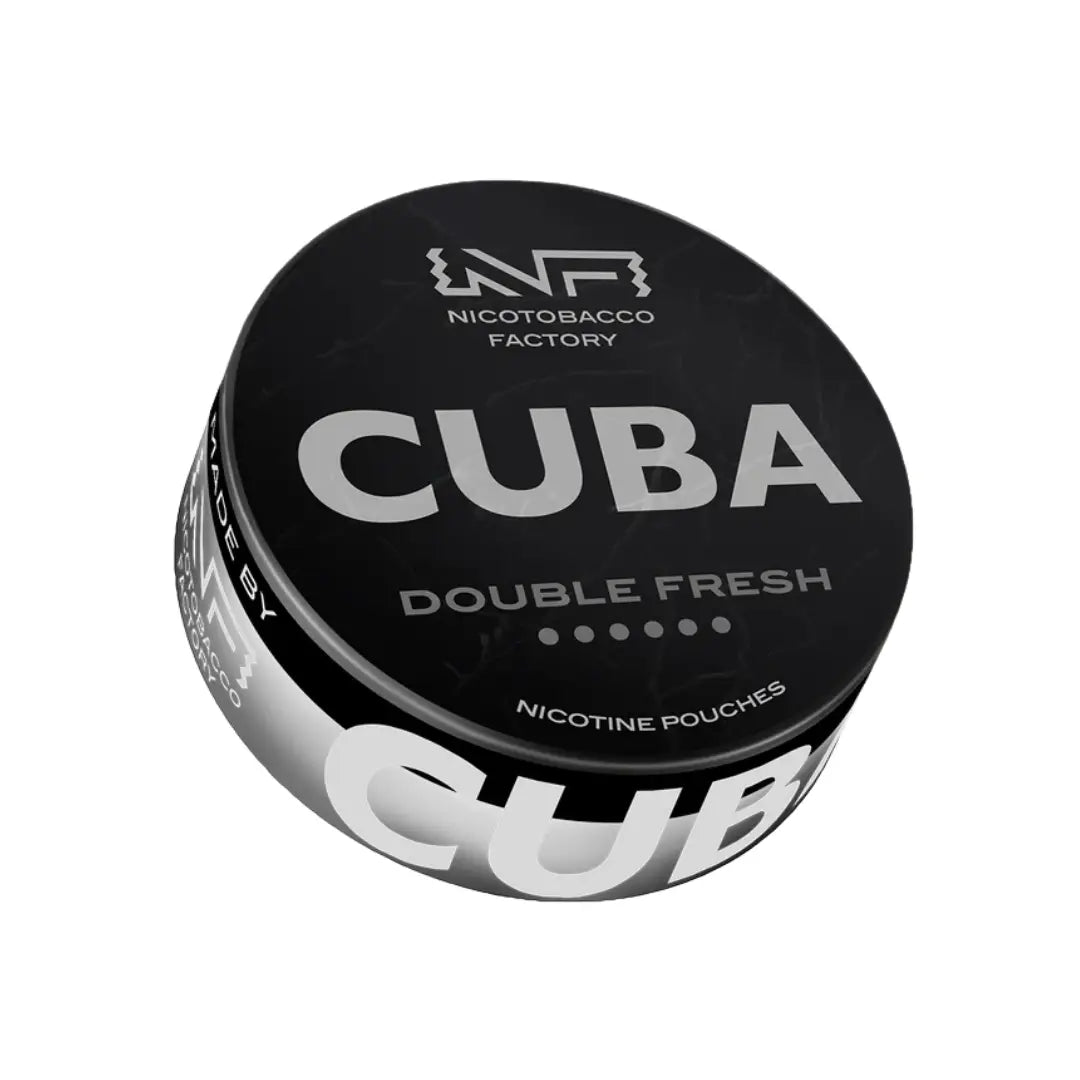 Black double-fresh Cuba cigar pack by Europesnus.com showing two tightly rolled cigars with branding labels.