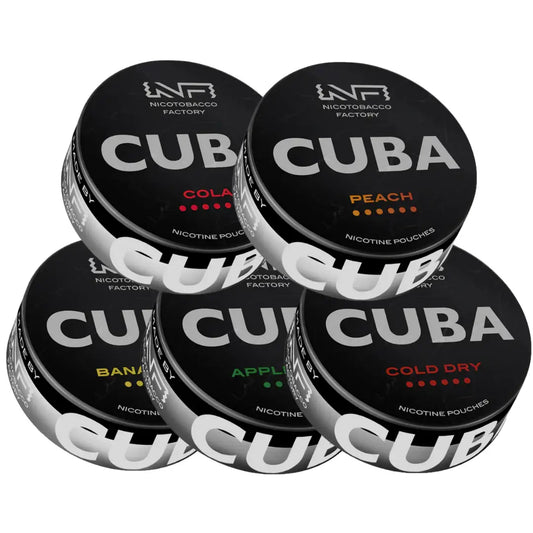 Assorted Cuba Black Mixpack cigarettes in colorful packaging, displayed in a close-up shot.