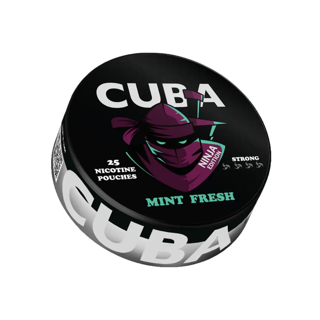 Fresh Cuba Ninja Mint chewing gum from Europesnus.com, showing the mint-flavored gum pack with vibrant green packaging.
