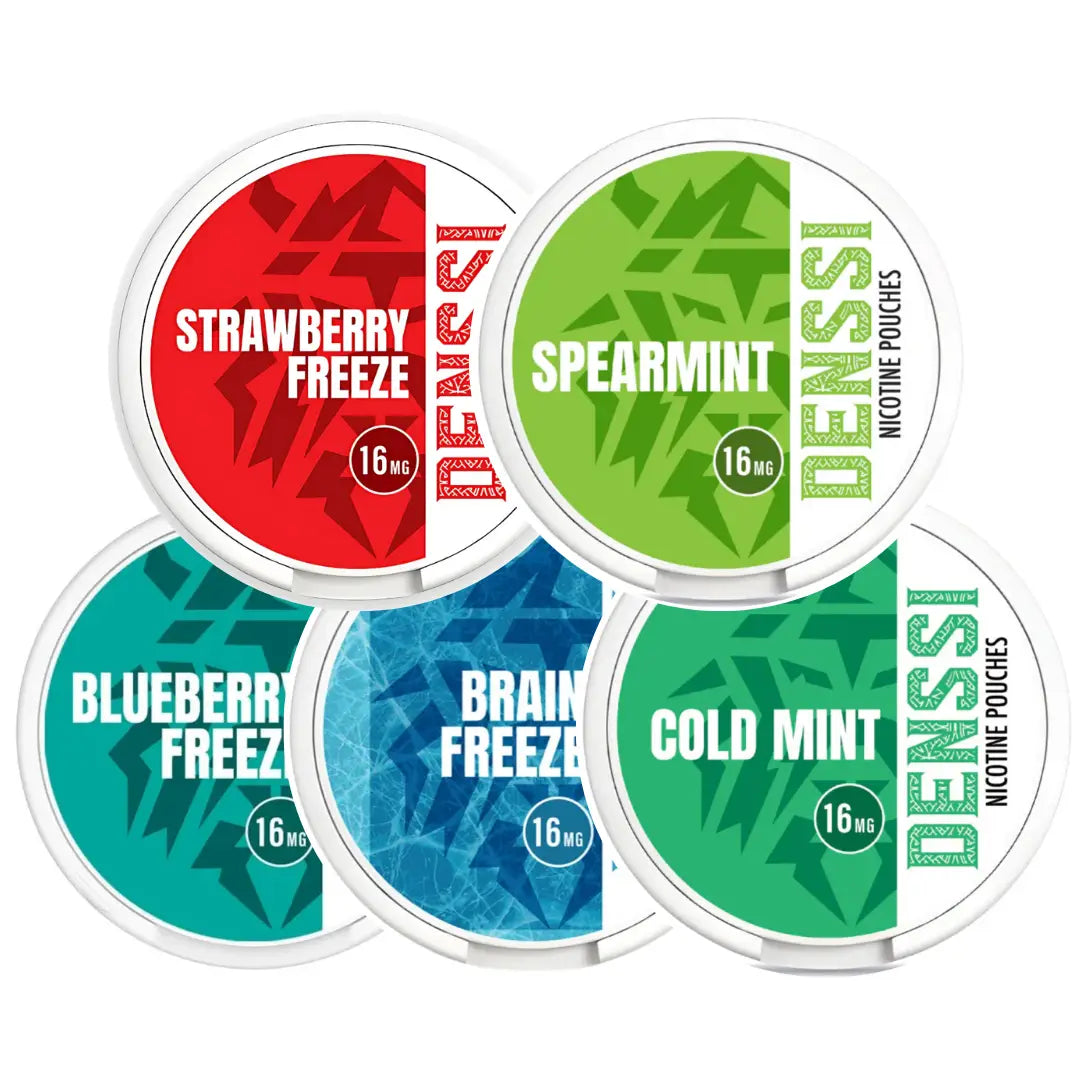 Assorted Denssi Mixpack from Europesnus.com with various cannabis concentrates in small containers.