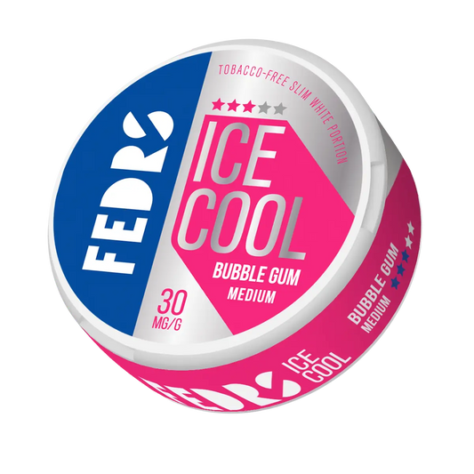 Fedrs Ice Cool Medium Bubble Gum from Europesnus.com, showing a colorful, round bubble gum piece with vibrant packaging.