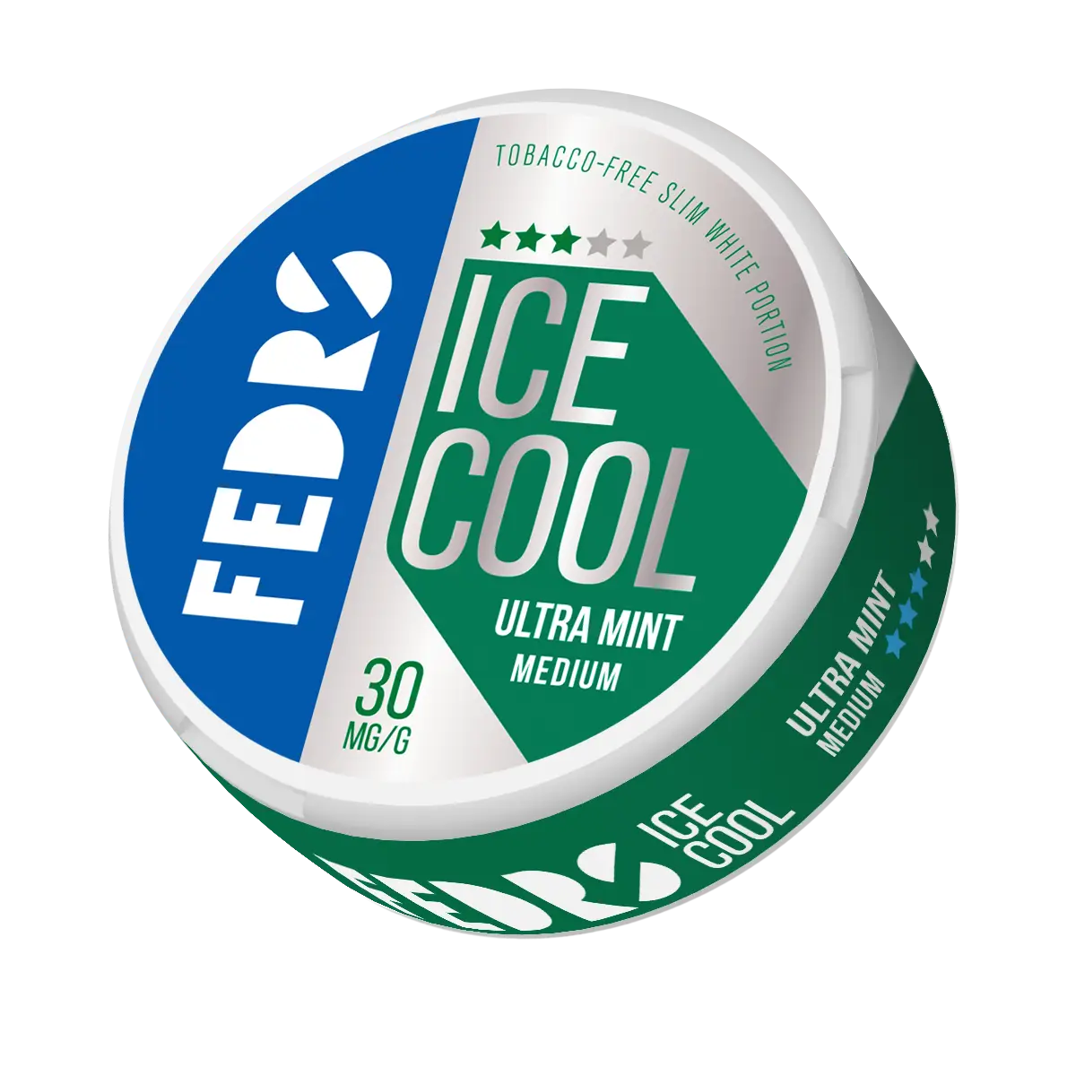 Europesnus Fedrs Ice Cool Medium Ultra Mint chewing gum pack with vibrant mint design and branding on the packaging.