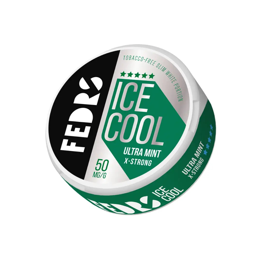 Fedrs Ice Cool X-Strong Ultra Mint gum pack from Europesnus.com showing bright packaging with mint flavor branding.