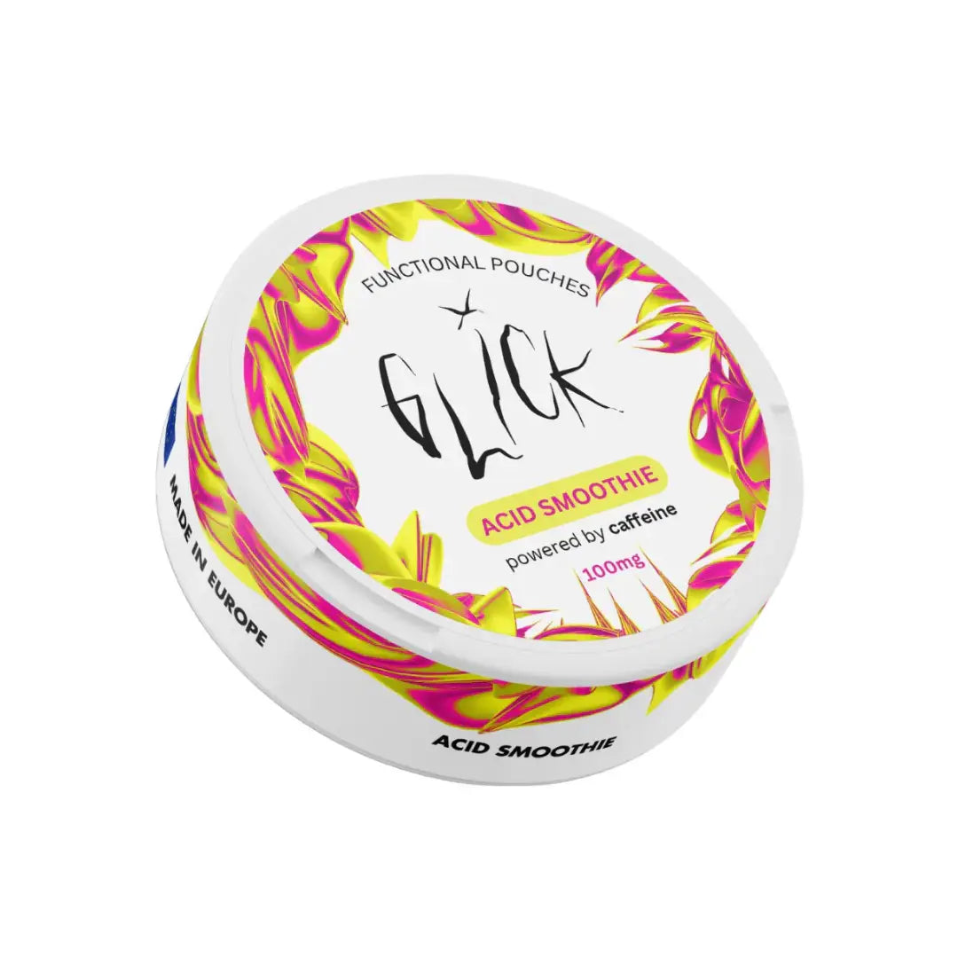 Glick Acid Smoothie Functional Pouches with colorful packaging, showcasing the vibrant pouch design and product branding.