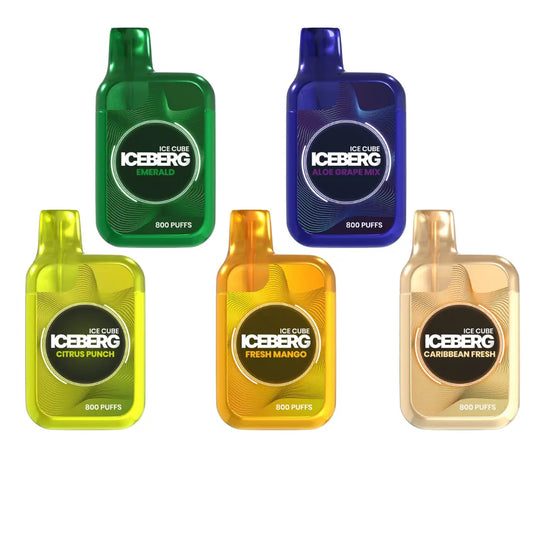 Assorted Iceberg Vape Mixpack with various flavored vape cartridges, featuring colorful packaging and sleek design.