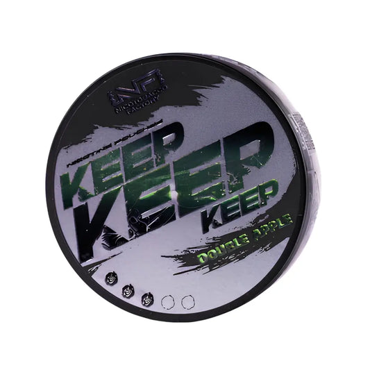 Keep Double Apple flavored e-liquid bottle from Europesnus.com, featuring clear label and cap, used for vaping.