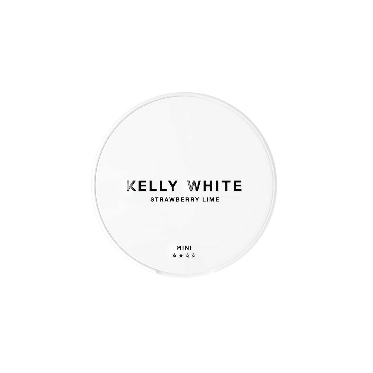 Kelly White Strawberry Lime Mini by Europesnus.com showing a small, white container with strawberry and lime flavor design.