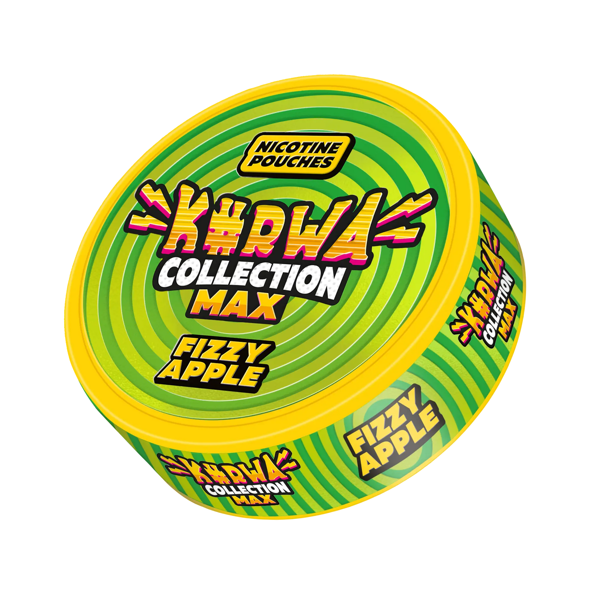 Fizzy Apple flavored snus pouch from Kurwa Max collection, featuring bright red packaging and fresh apple imagery.