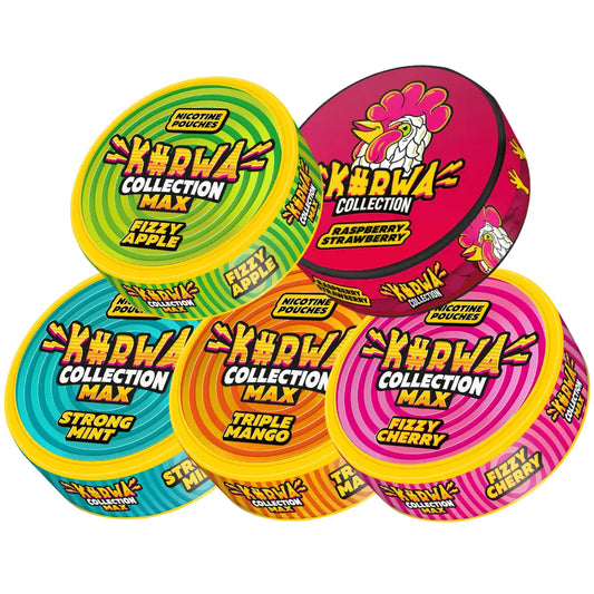 Kurwa Mixpack by Europesnus.com featuring assorted flavors of cannabis products in a colorful packaging.