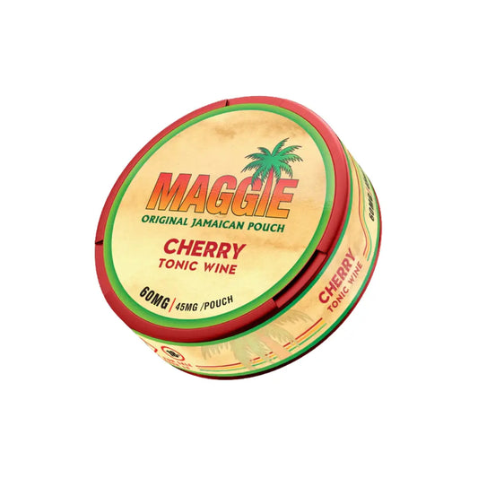 Bottle of Maggie Cherry Tonic Wine 60 mg by Europesnus.com, featuring a label with cherry graphics and a dark glass bottle.
