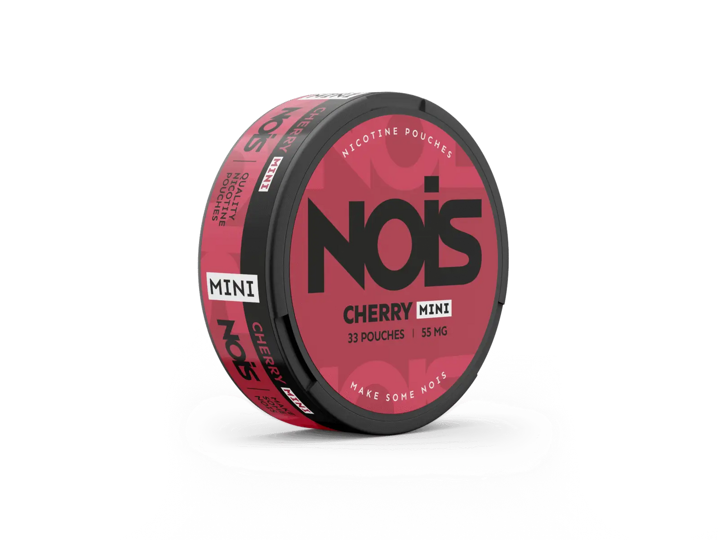 Nois Cherry Extreme Mini wireless earbuds in red, compact design with charging case from Europesnus.com.