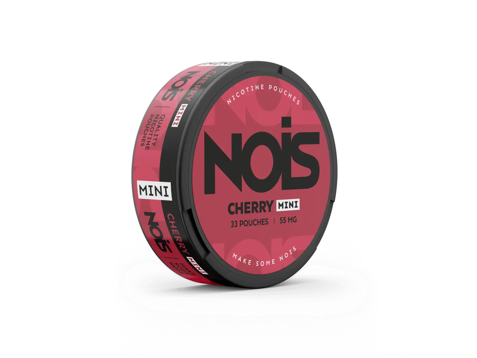 Nois Cherry Extreme Mini wireless earbuds in red, compact design with charging case from Europesnus.com.