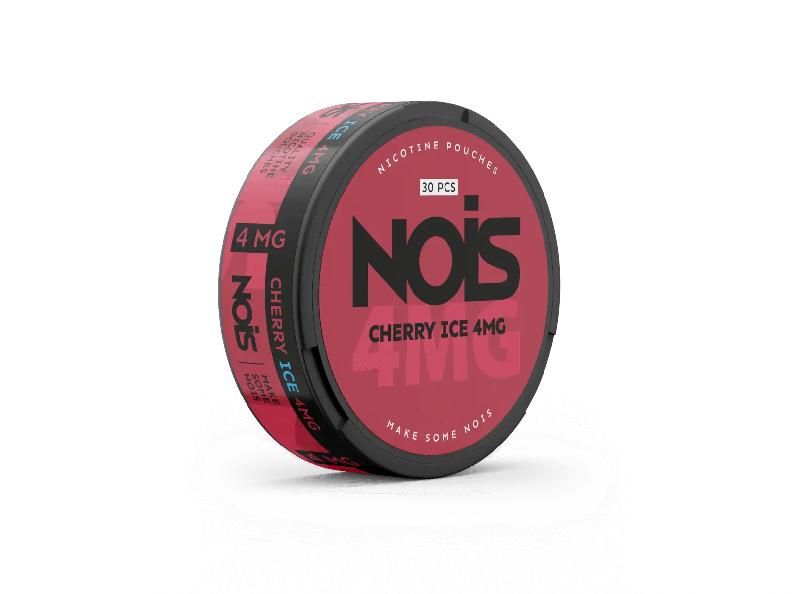 Nois Cherry Ice 4mg disposable vape device with cherry and menthol flavor in sleek design.