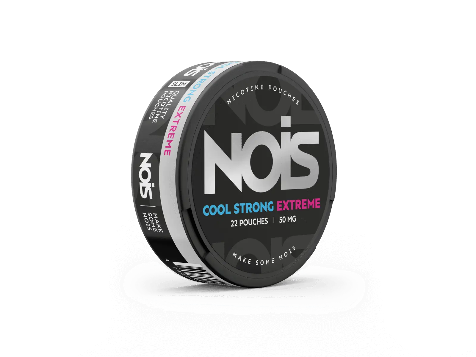 Nois Cool Strong Extreme energy drink can with bold blue and silver design, featuring the product name prominently.
