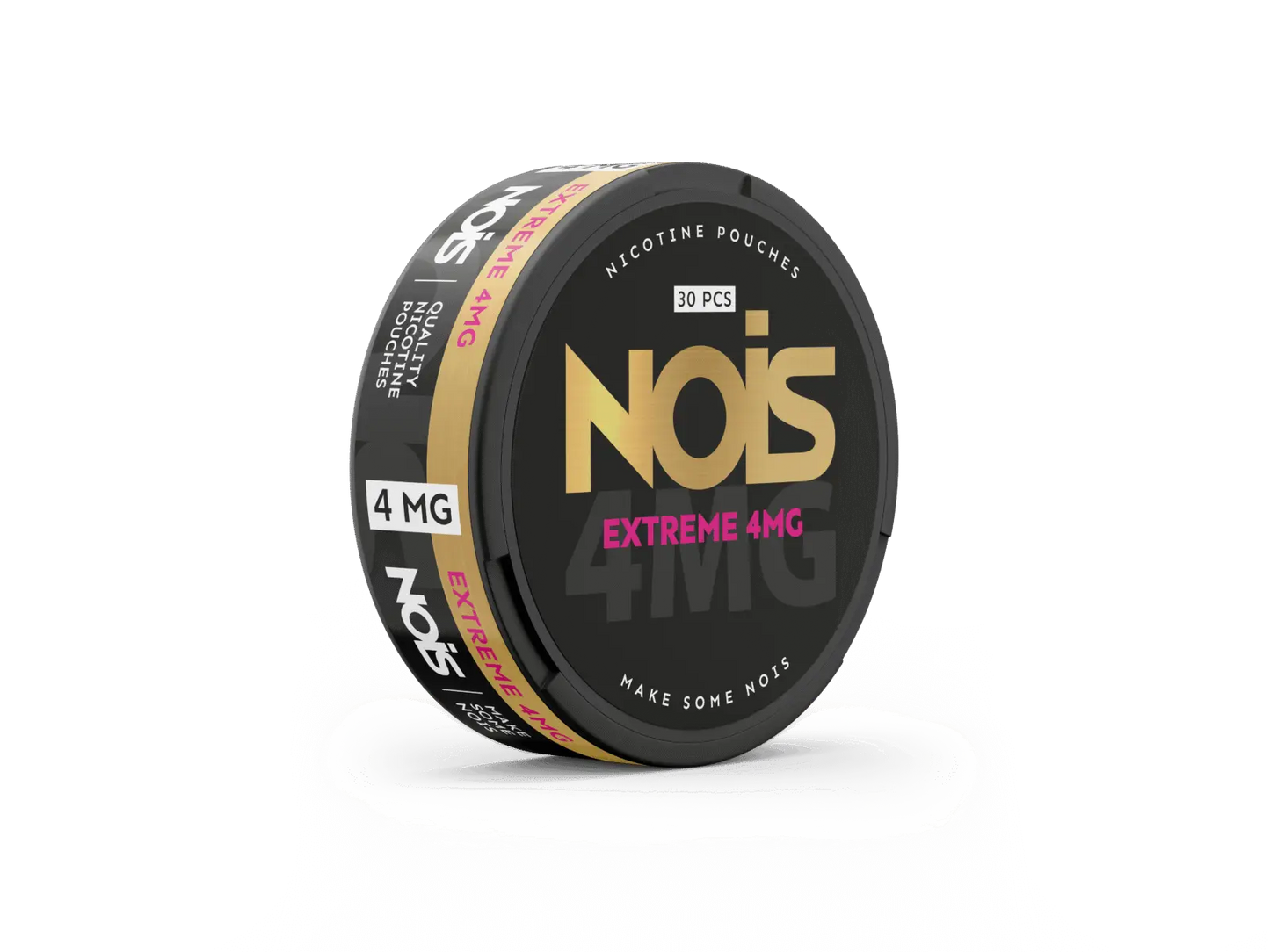 Nois Extreme 4mg nicotine pouch from Europesnus.com, showing the sleek smokeless tobacco pouch on a plain background.