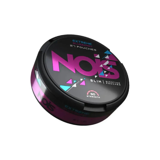 Nois Extreme Blueberry vape e-liquid bottle from Europesnus.com, featuring blueberry flavor and clear label on blue packaging.