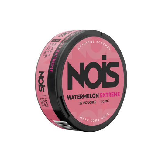 Nois Extreme Watermelon Ice disposable vape device with watermelon and icy flavor, featuring sleek design and vibrant colors.