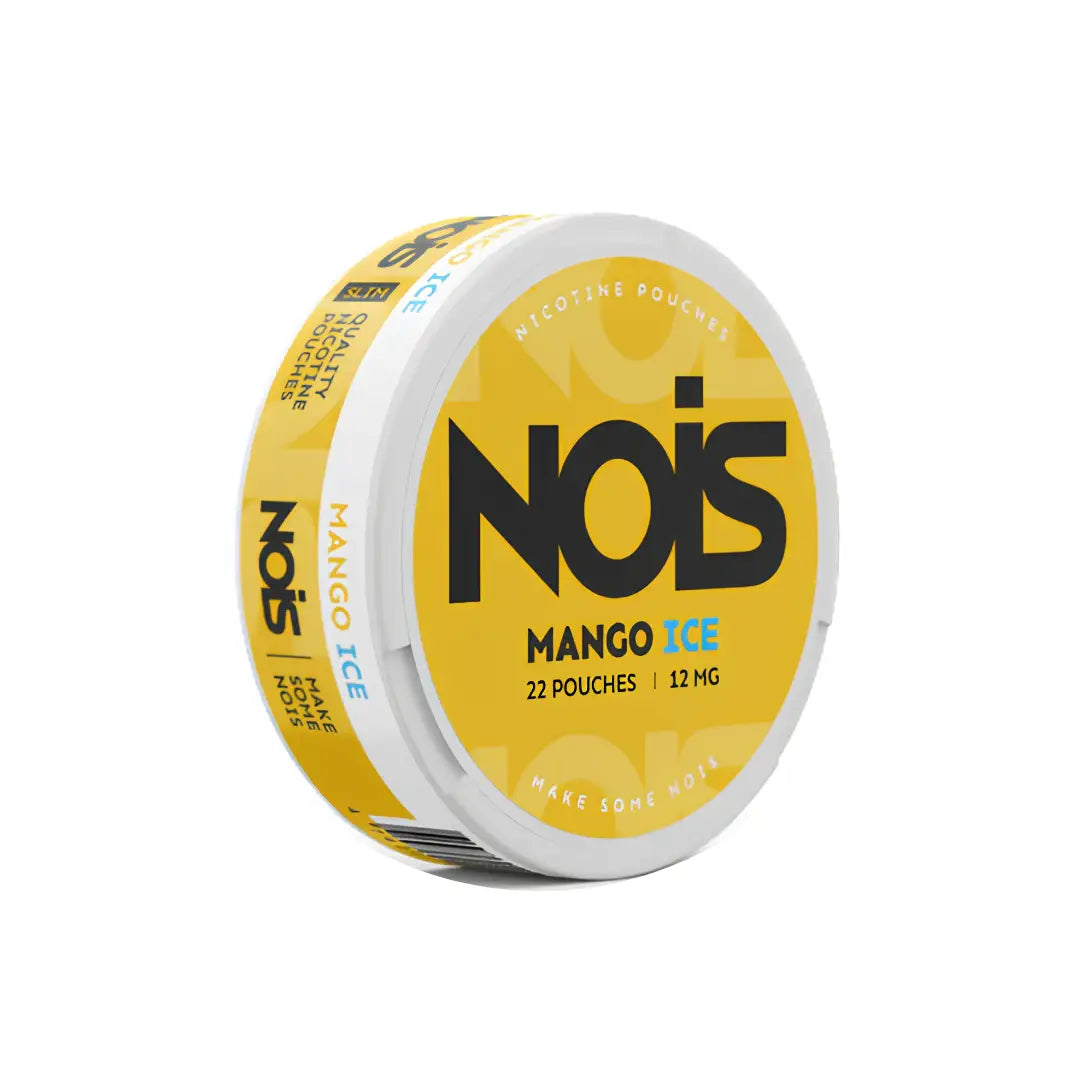 Nois Mango Mint flavor by Europesnus.com, showing a pack of mango and mint flavored snus pouches on a white background.