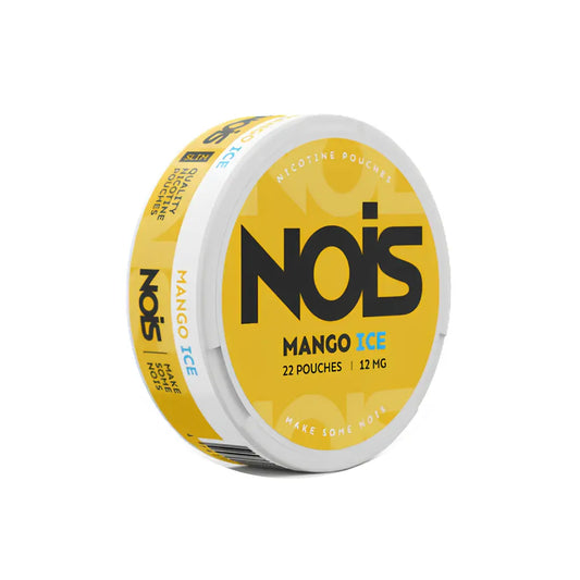Nois Mango Mint flavor by Europesnus.com, showing a pack of mango and mint flavored snus pouches on a white background.
