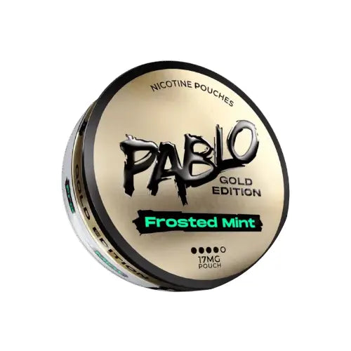 Frosted mint Pablo Gold Edition e-cigarette by Europesnus.com featuring a sleek design and gold accents.