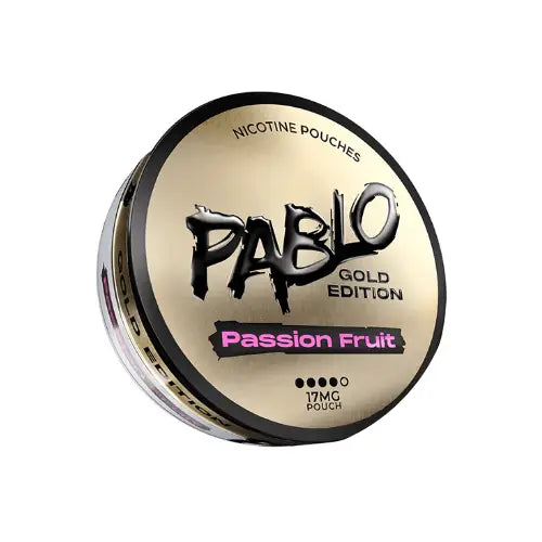 Pablo Gold Edition Passion Fruit e-liquid bottle from Europesnus.com, featuring vibrant label design and passion fruit flavor.