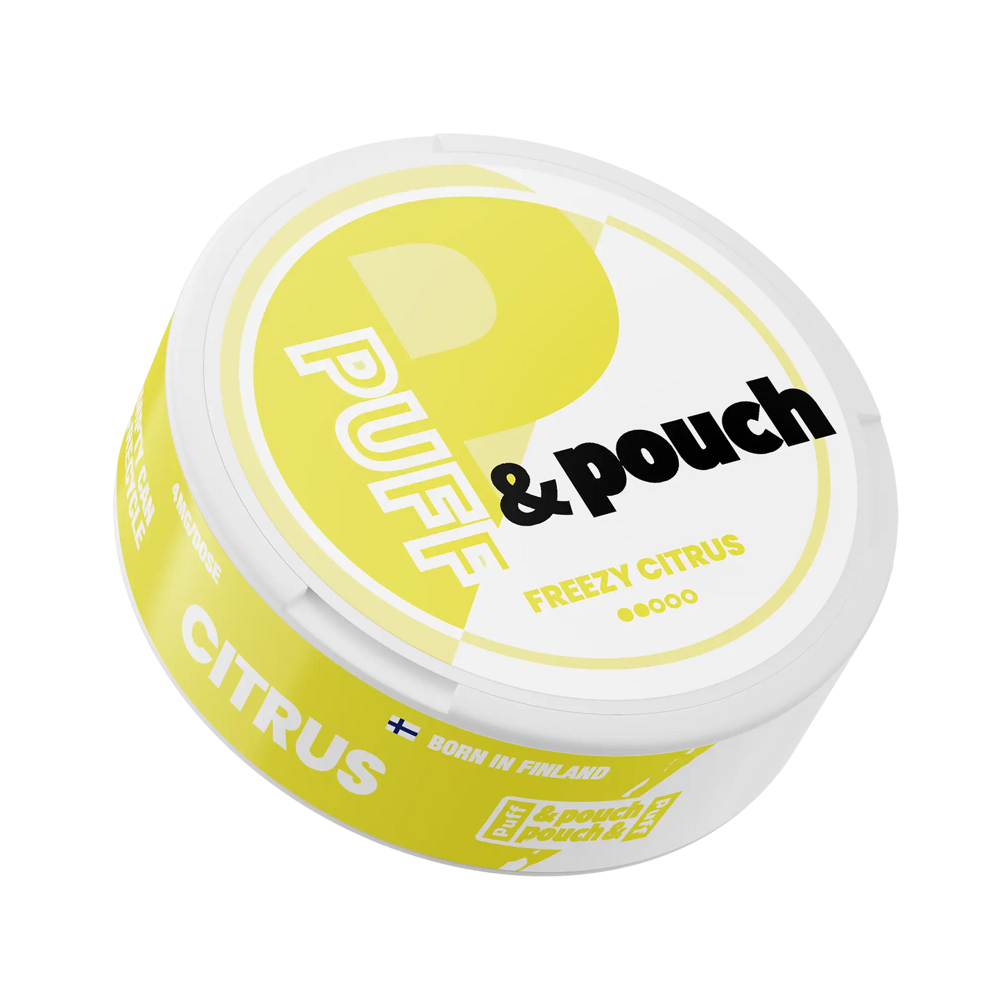 Citrus-flavored Puff & Pouch Europesnus 4mg nicotine pouch with bright packaging and fresh citrus design.