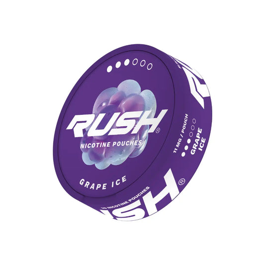 Rush Grape Ice Pro energy drink can with purple grape design, featuring the product label and branding visible on the container.