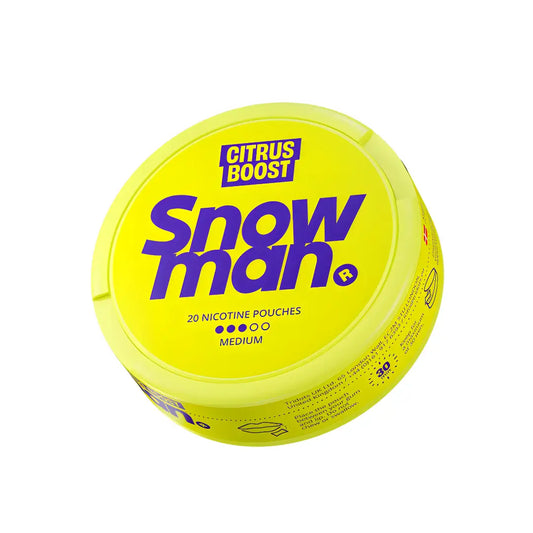 Snowman Citrus Boost 9mg e-liquid bottle with orange and citrus fruit graphics, featuring a white and orange label.