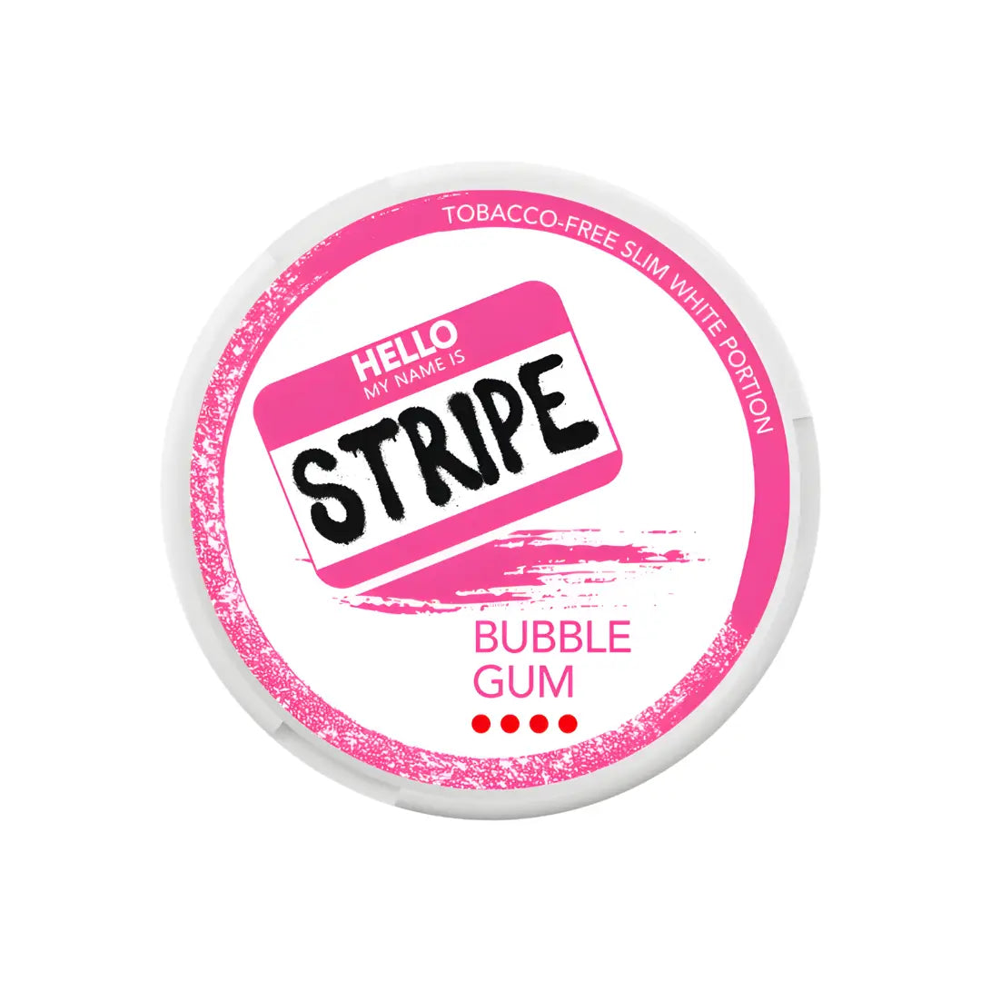 Bright pink Stripe Strong Bubble Gum pack with colorful branding and vibrant packaging, showcasing the Europesnus.com product.