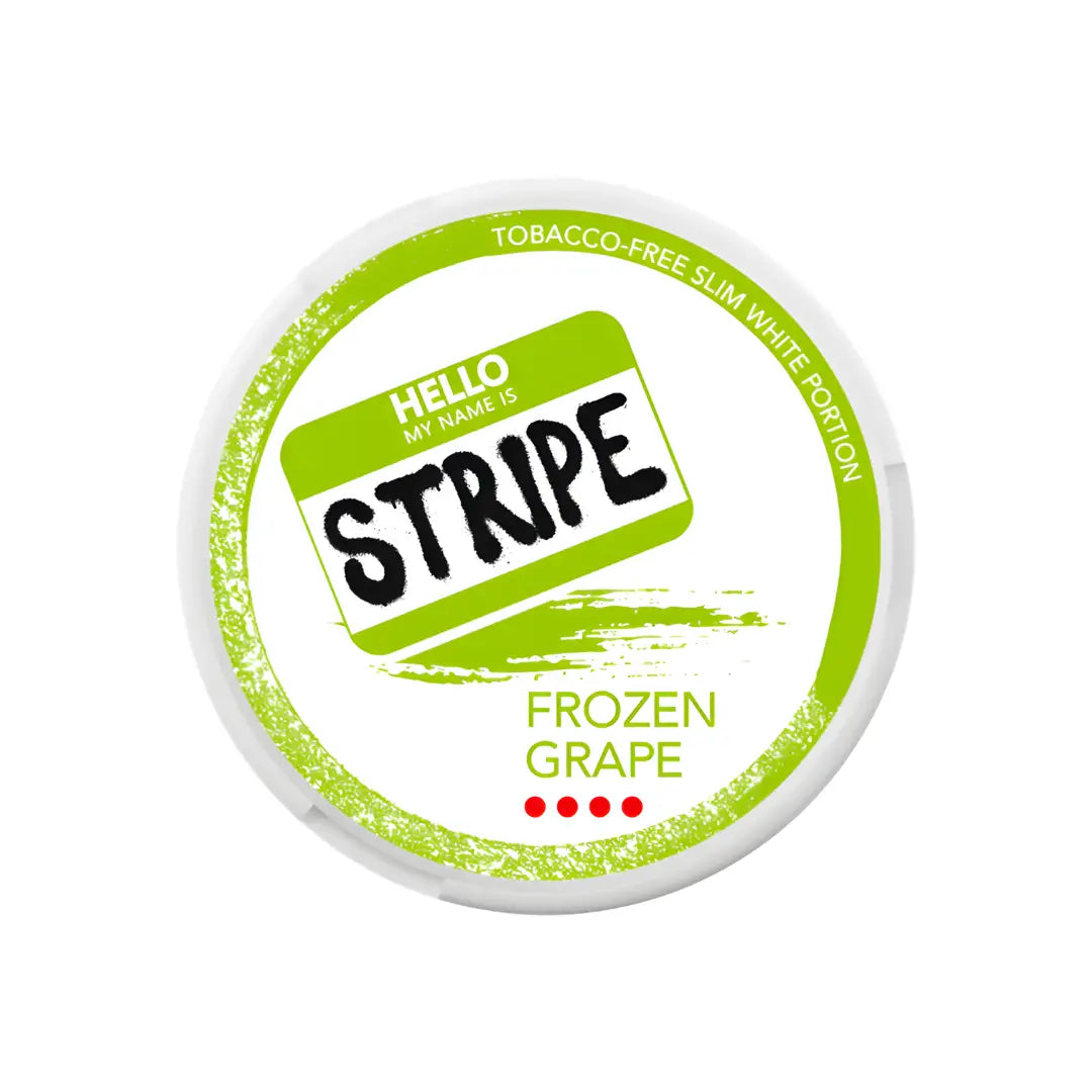 Frozen grapes from Stripe Strong by Europesnus.com, showcasing a bunch of vibrant, icy-cold grapes ready for snacking.
