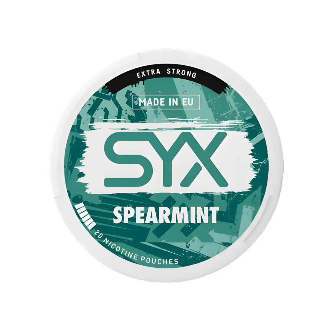 Syx Spearmint Extra Strong chewing gum by Europesnus.com, showing fresh spearmint flavor and bright packaging.