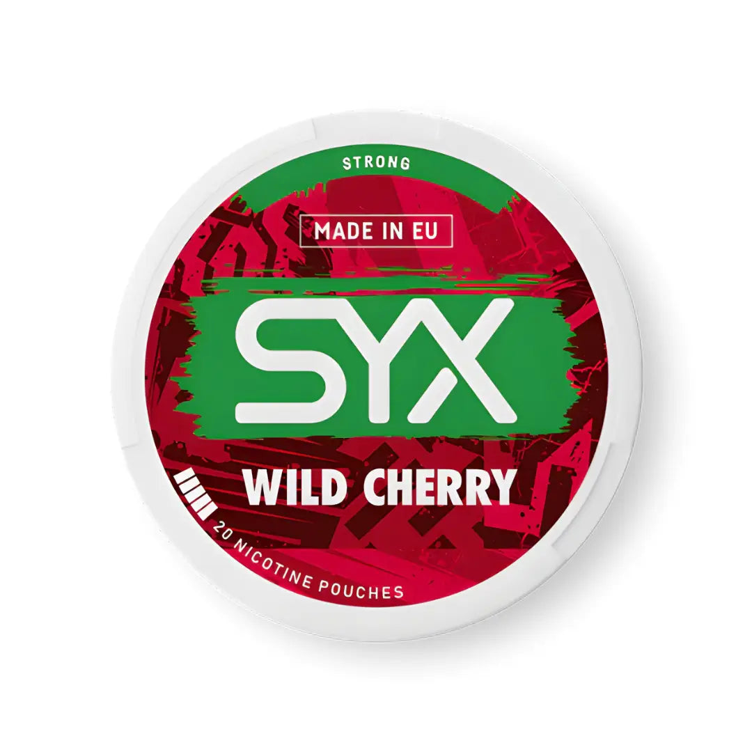 Syx Wild Cherry Strong herbal supplement bottle from Europesnus.com with cherry flavor and bold packaging.