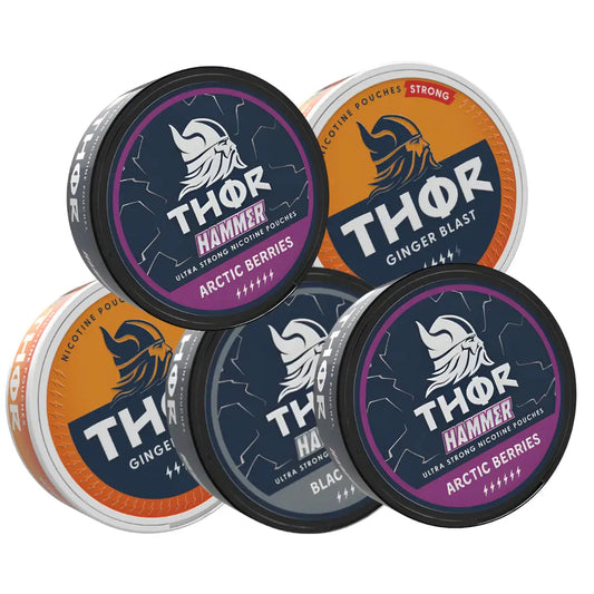 Three Thor Mixpack eurosnus products from Europesnus.com featuring assorted flavors in colorful packaging.
