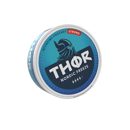 Thor Strong Nordic Freeze supplement bottle with label, featuring Nordic freeze branding and product details.