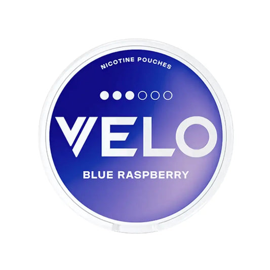Velo Blue Raspberry flavored e-liquid bottle from Europesnus.com, featuring a blue raspberry design on the label.