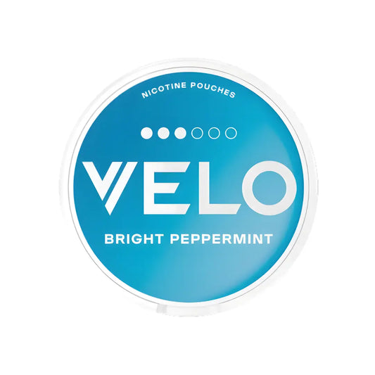 Velo Bright Peppermint sugar-free chewing gum pack by Europesnus.com with fresh mint flavor and vibrant packaging.