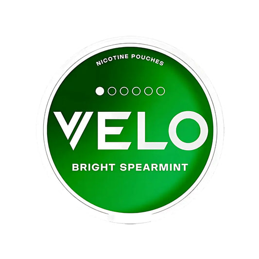 Velo Bright Spearmint Mini cigarette pack with mint-flavored branding and colorful packaging design
