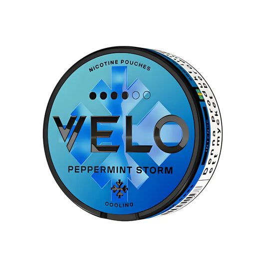 Velo Peppermint Storm vape cartridge by Europesnus.com showing the sleek packaging with peppermint flavor branding.