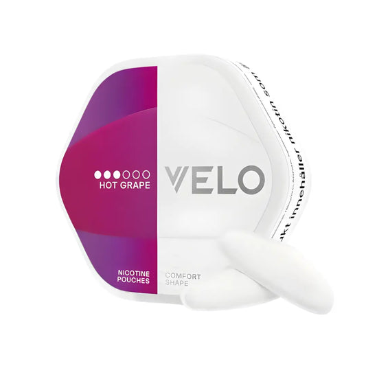 Velo Shift Hot Grape energy drink can with purple design and branding, featuring the product name and flavor.
