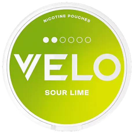 Velo Sour Lime nicotine pouch from Europesnus.com, showing the vibrant lime-flavored pouch with bright green packaging.