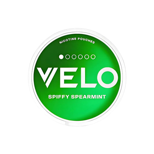 Mini Velo Spiffy Spearmint flavored snack from Europesnus.com, featuring vibrant packaging and fresh spearmint design.